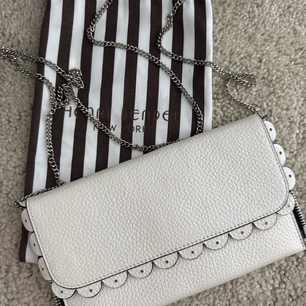 Henri Bendel White Scalloped Crossbody Bag